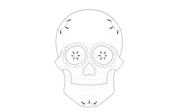 draw leaves on the skull line