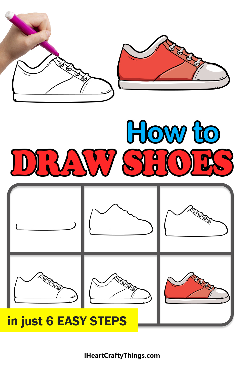 how to draw a shoe in 6 easy steps