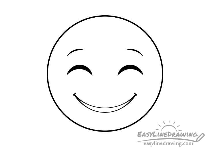 Smiling face line drawing emoji
