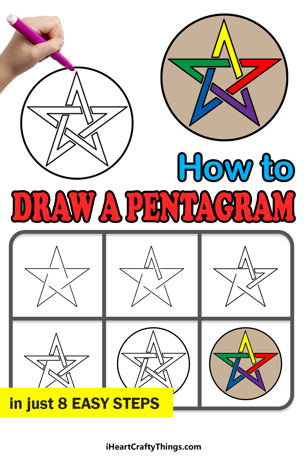 how to draw a pentagram in 8 easy steps