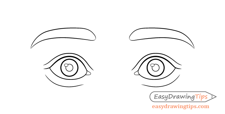 Surprised eyes line drawing