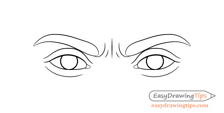 Angry eyes eyelids drawing