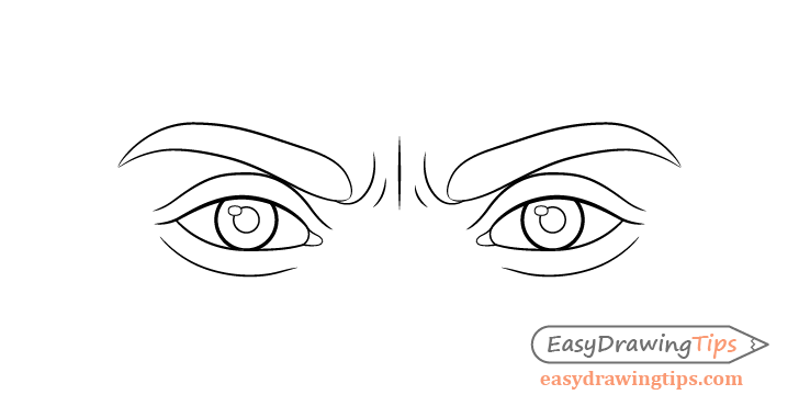 Angry eyes line drawing