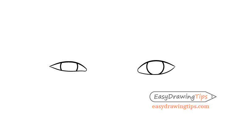 One eyebrow raised eyes irises drawing