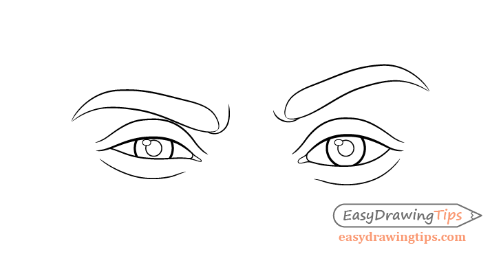 One eyebrow raised eyes line drawing