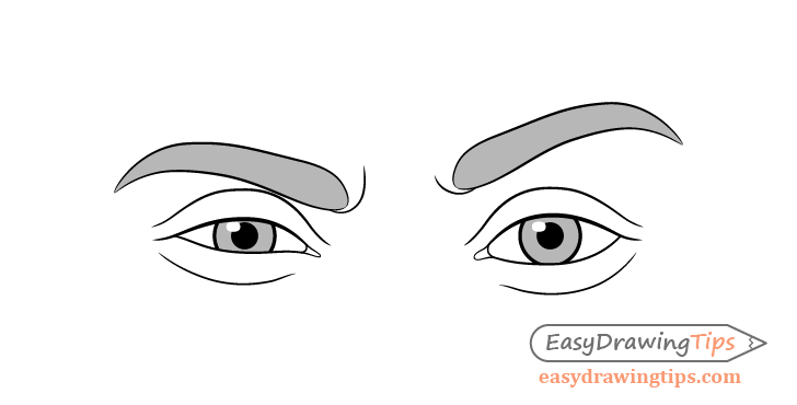 One eyebrow raised eyes drawing