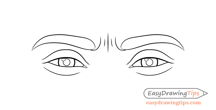 Focused eyes line drawing
