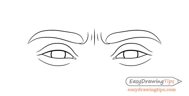 Focused eyes eyelids drawing