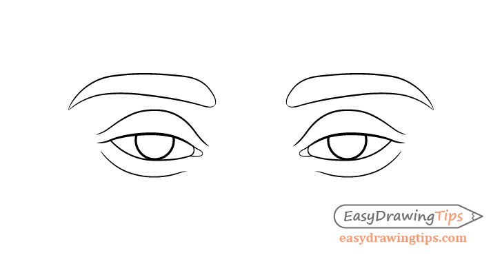 Tired eyes eyelids drawing