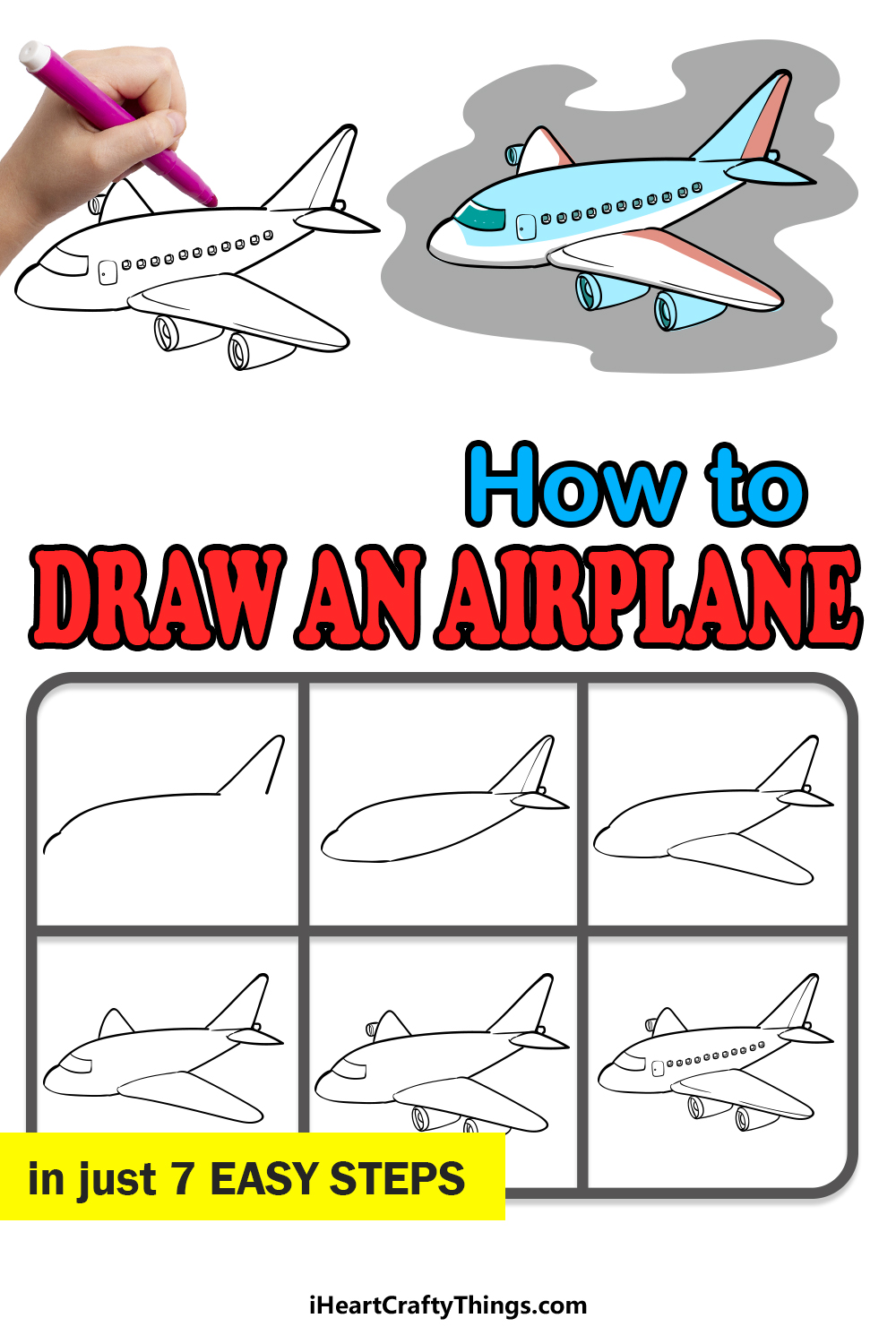 how to draw an airplane in 7 easy steps