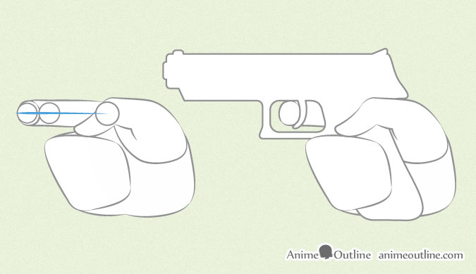 Anime hand holding gun ratio index finger