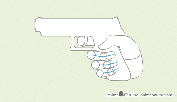 Proportion of fingers holding guns in anime