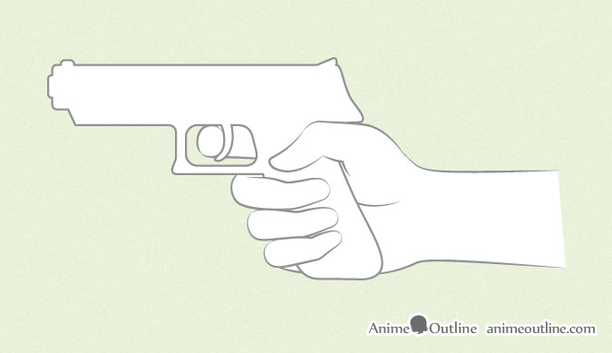 Anime hand drawn gun sketch