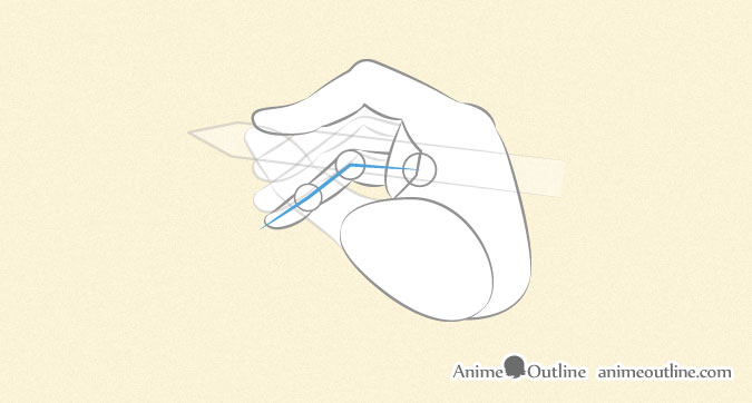 Anime hand holding pen or pencil Little finger ratio
