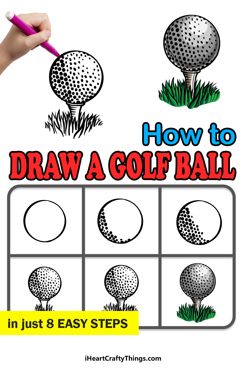 how to draw a golf ball in 8 easy steps