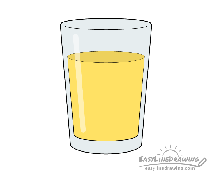 Glass of orange juice drawn