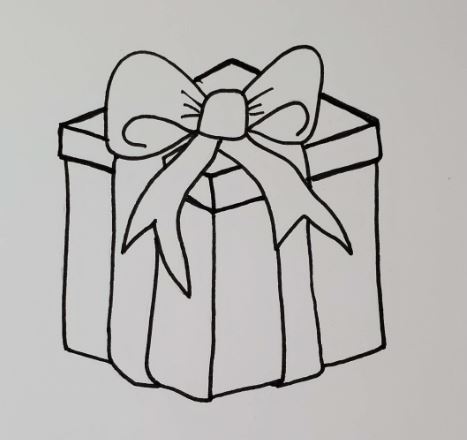 How to draw-A-present-outline