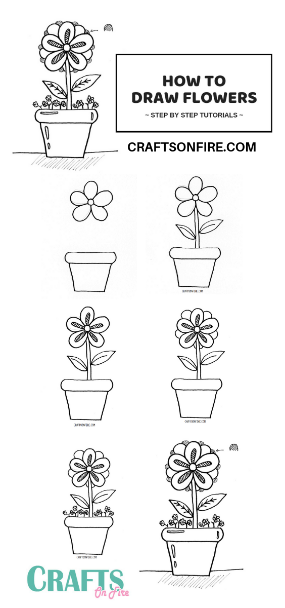 Draw flowers easily with step by step instructions