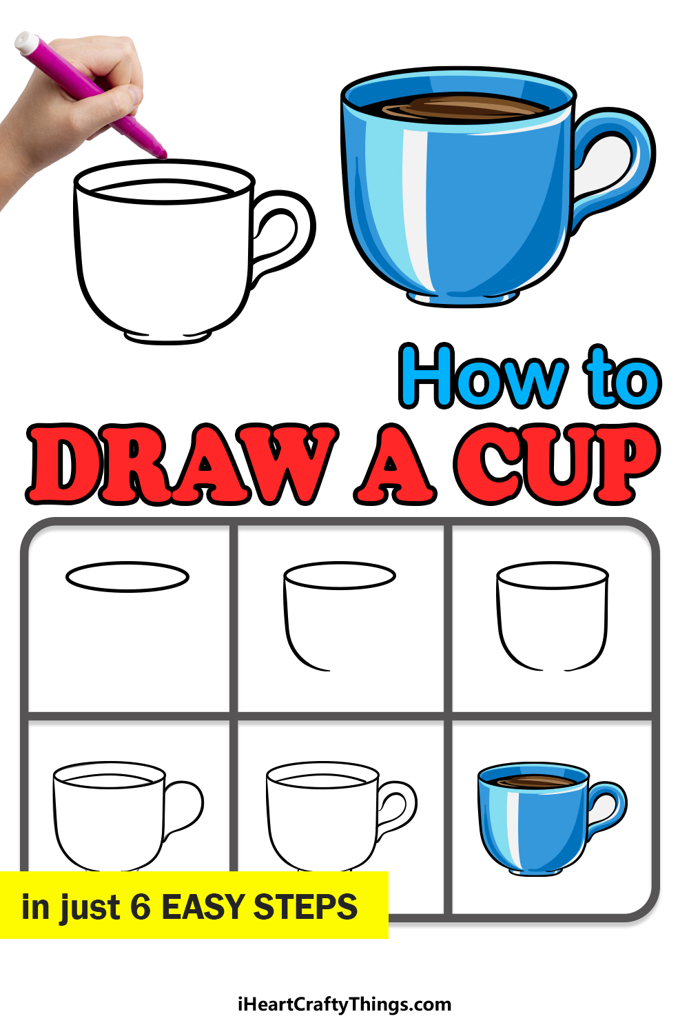 how to draw a cup in 6 easy steps