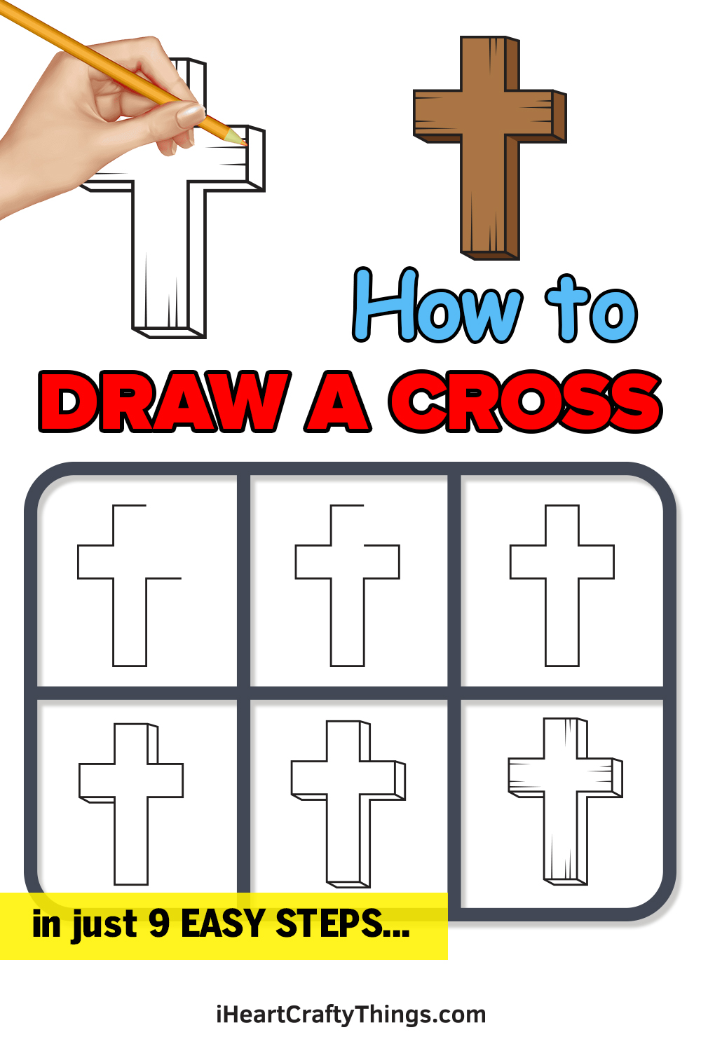 how to draw a cross in 9 easy steps