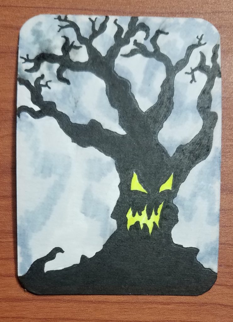 How to draw spooky tree finished