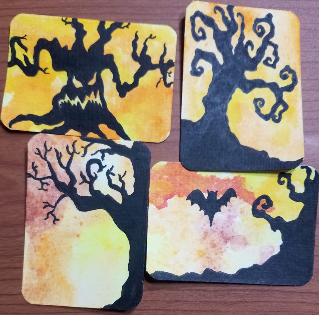 How to draw a spooky tree card