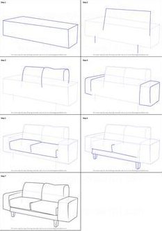 draw sofa step by step with pencil