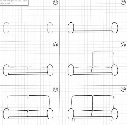 how to draw a couch easy