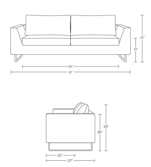 living room furniture standard sofa size