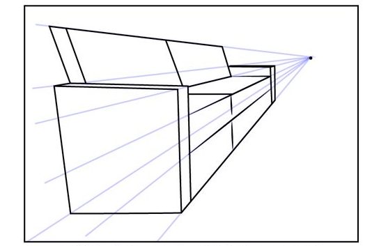 Perspective couch drawing