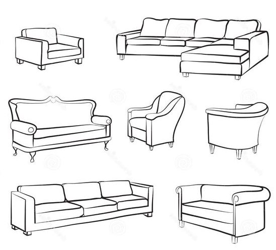 single sofa drawing sketch