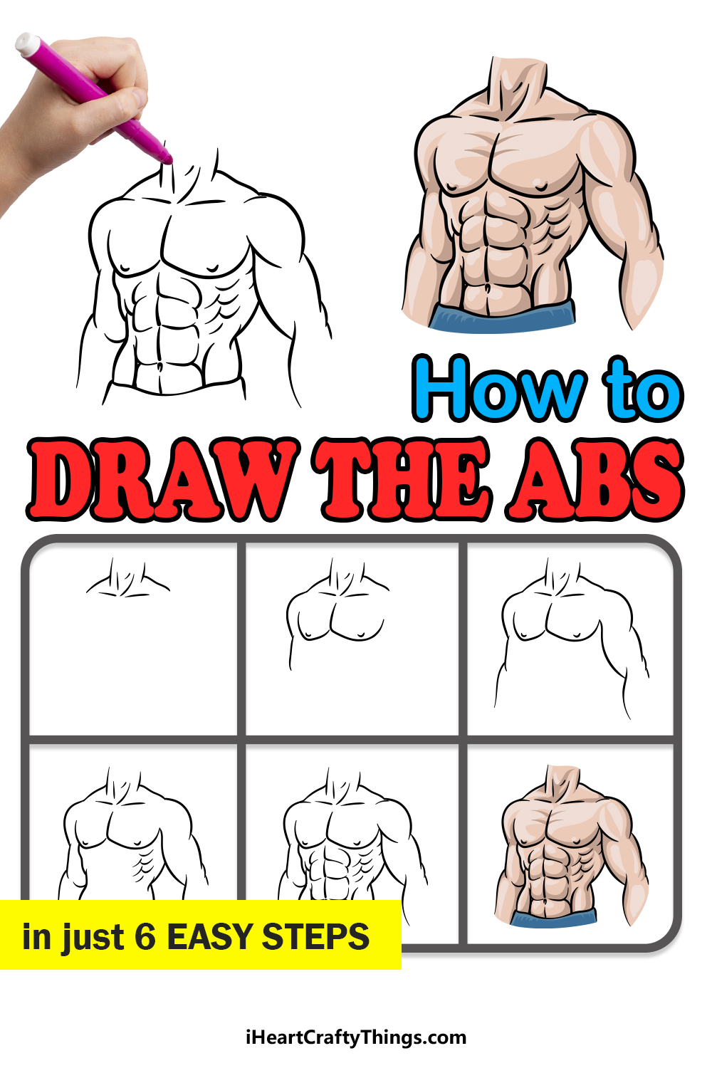 how to draw abs in 6 easy steps