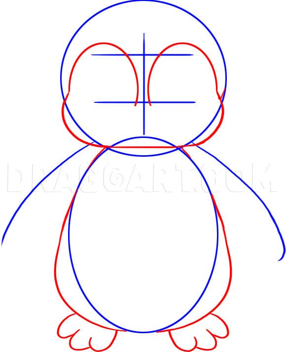 How to draw a baby penguin step 2