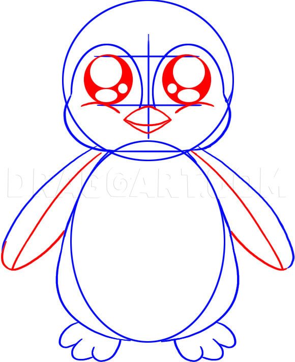 How to draw a baby penguin step 3