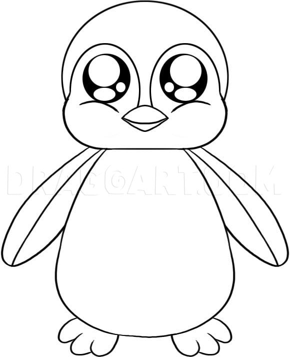 How to draw a baby penguin step 4