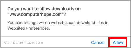 Allow downloads in Safari.