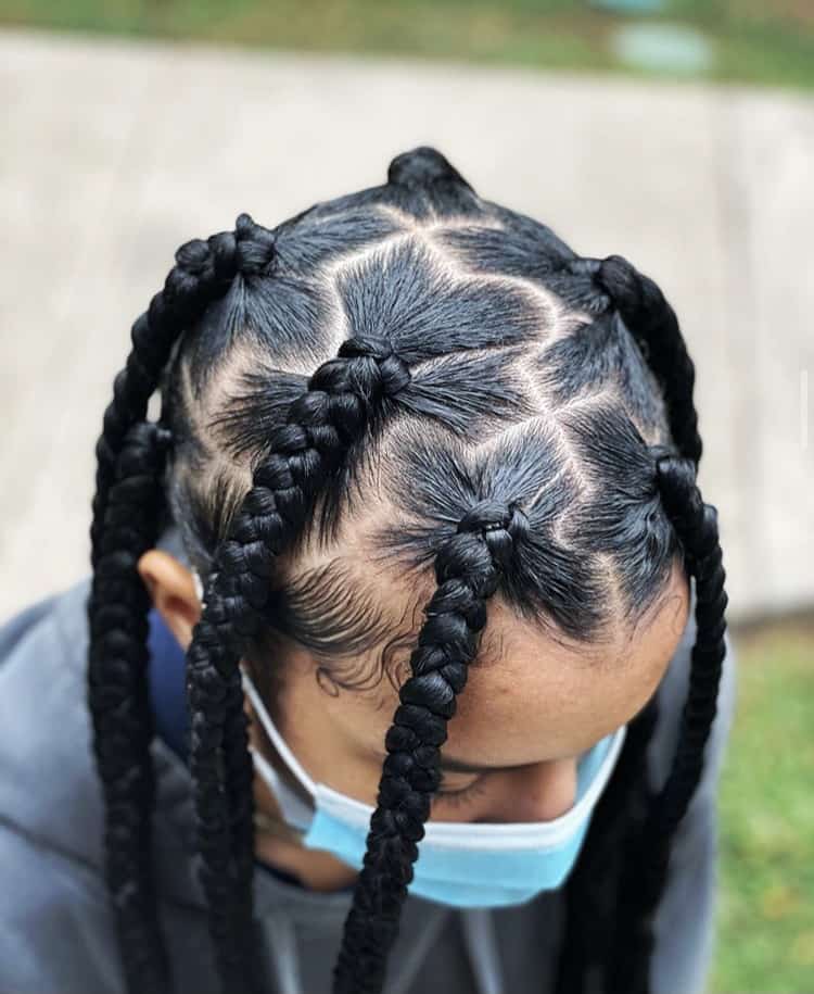 Medium buttonless braid hairstyle half up and half down