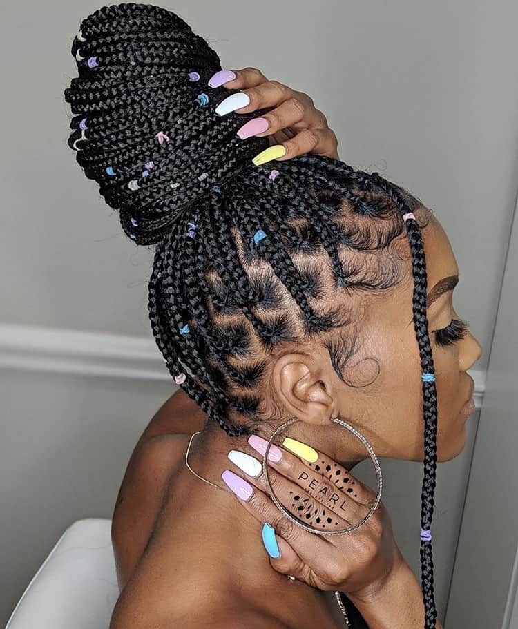 medium buttonless braids