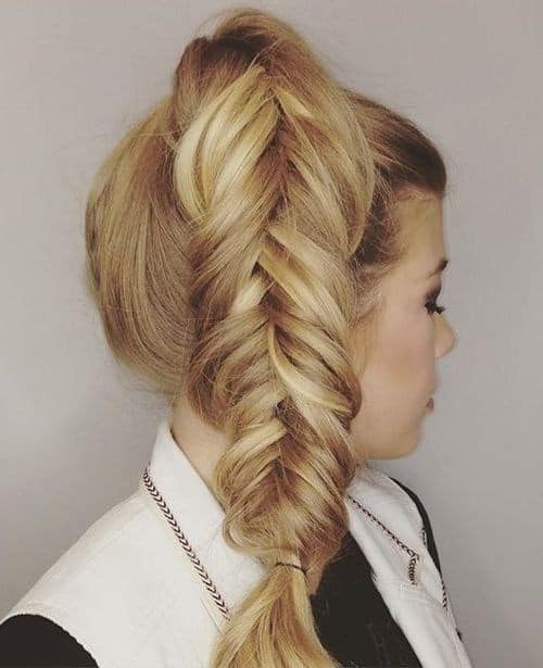 high ponytail braided fishtail ponytail