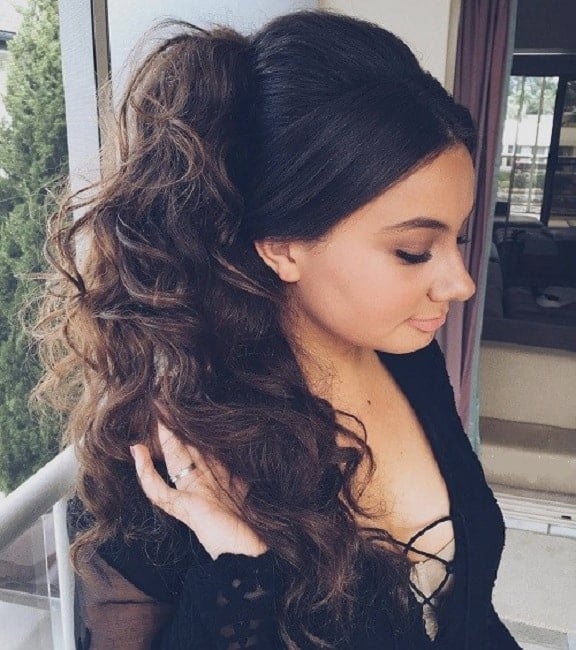 curly high ponytail