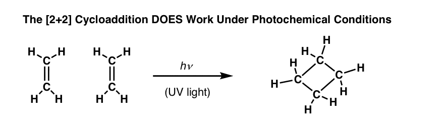 why is the 2 + 2 cycle division active when the incident light drives the electron from homo to lumo two-bond interaction