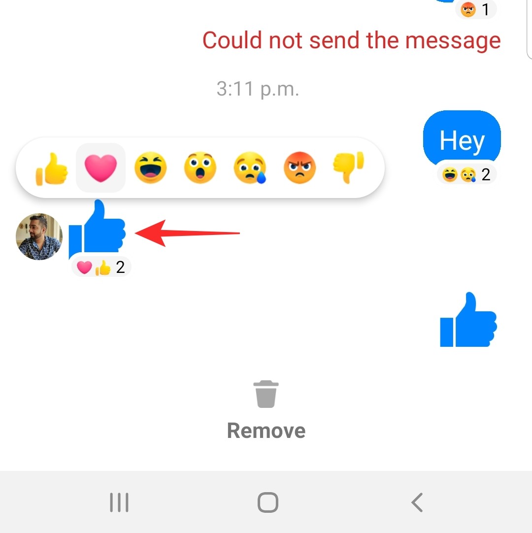 how to delete reactions on messenger 3