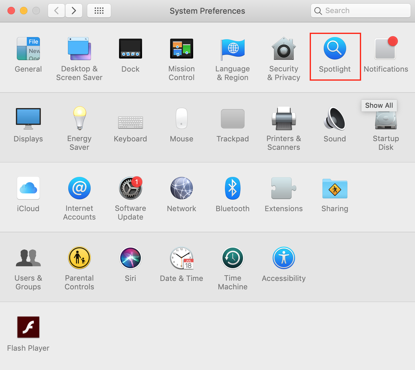 find focus in the first pane in system preferences