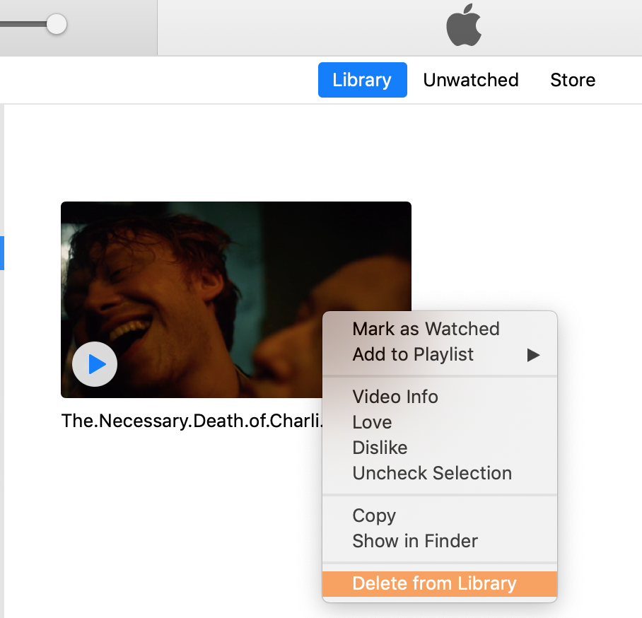 delete movies from itunes library by right click