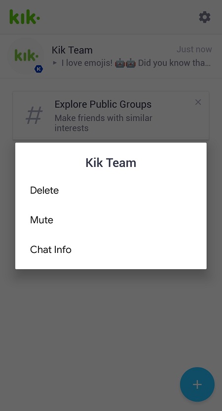 Delete all Kik . messages and chats