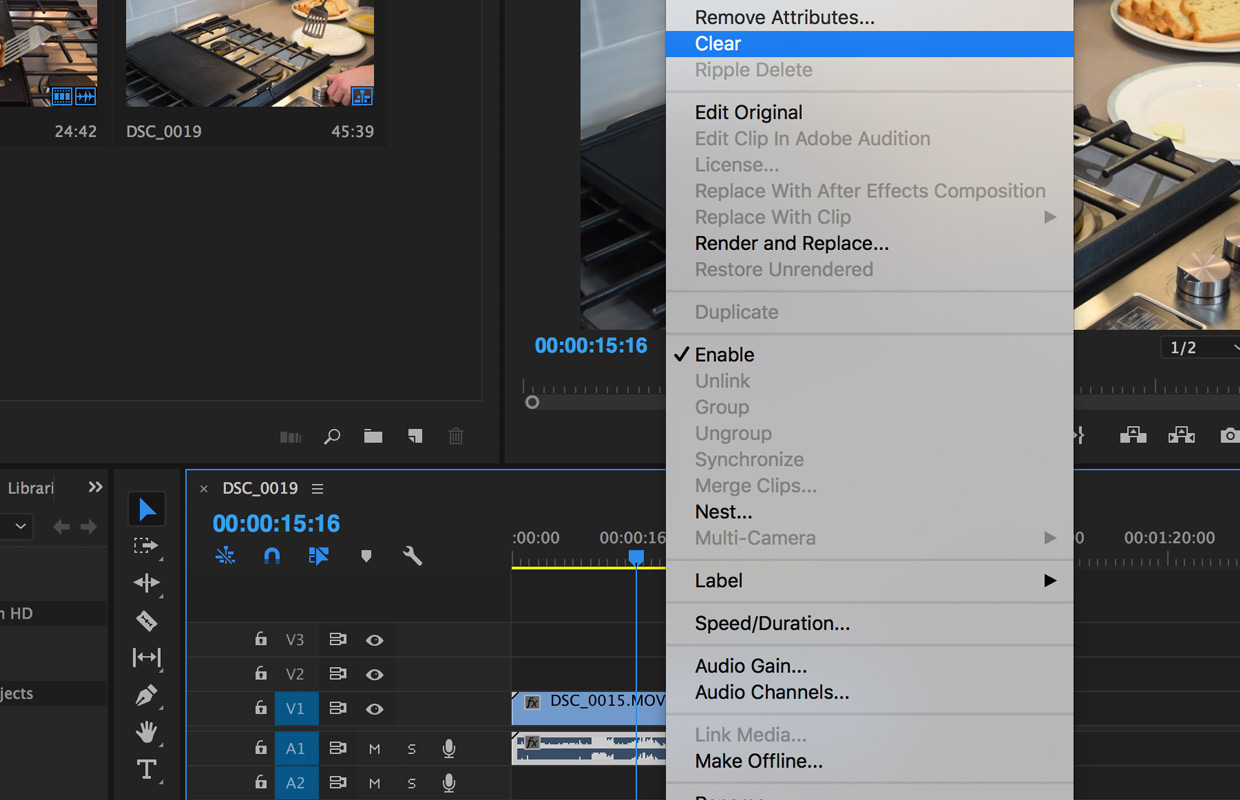 remove audio in Premiere Pro CC from video clips