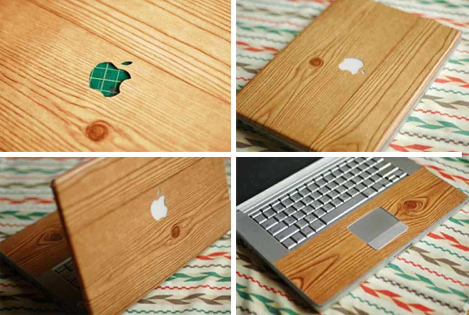 Wood grain in contact with notebook leather