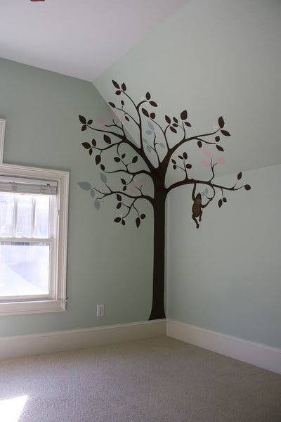 Decorative decals on slanted wall