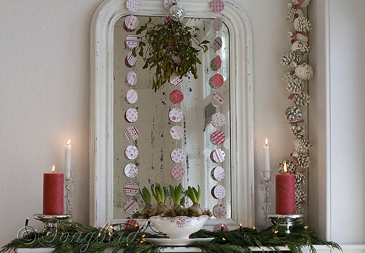 red and white christmas mirror