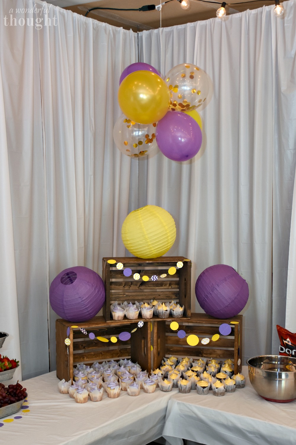 Graduation Party Ideas | Garage Party #graduationparty #graduationdecor #graduationfood #partyideas #partydecor #awonderfulthought #cupcakedisplay